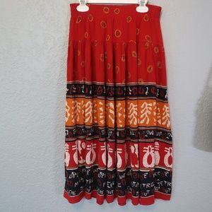 VINTAGE 80'S AFRICAN INSPIRED MIDI SKIRT- 6